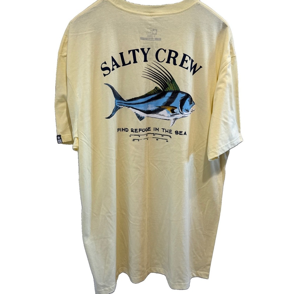 Men's Salty Crew "Find Refuge In The Sea"  T Shirt Size XL Graphic Banana Yellow
